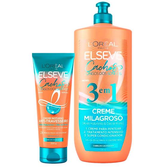 Imagem de Elseve Cachos Longos dos Sonhos Kit - Creme Noturno + Creme 3 em 1