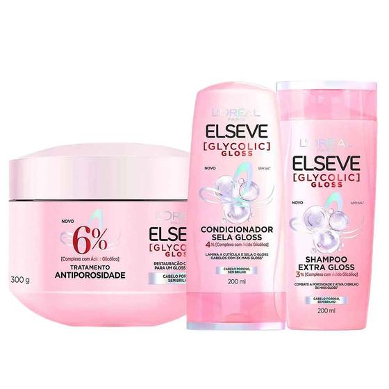 Imagem de Elseve Glycolic Gloss Kit - Shampoo + Condicionador + Creme de Tratamento