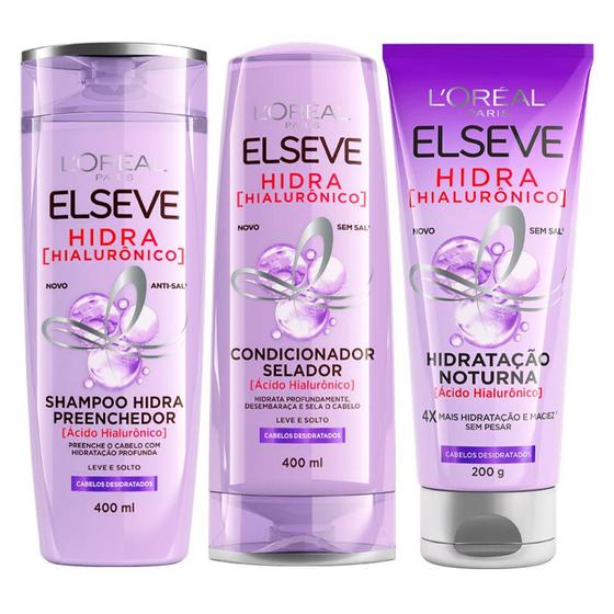 Imagem de Elséve Hidra Hialurônico Kit - Shampoo + Condicionador + Creme Noturno