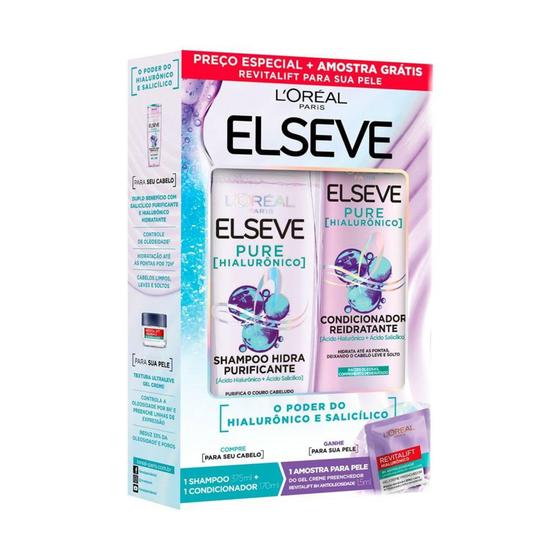 Imagem de Elseve Pure Hialurônico Shampoo Hidra Purificante 375ml e Condicionador Reidratante 170ml