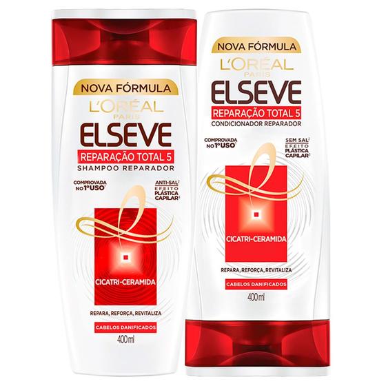 Elseve Reparação Total 5 LOréal Paris - Kit De Shampoo 400 ml+ Condicionador 400ml Imagem de Elseve Reparação Total 5 LOréal Paris - Kit De Shampoo 400 ml+ Condicionador 400ml