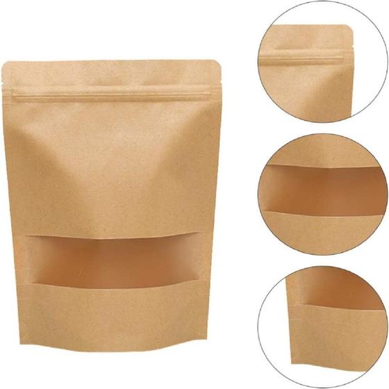 Imagem de Embalagem 12x20cm Stand Up Pouch Kraft Zip Lock Visor C/50un