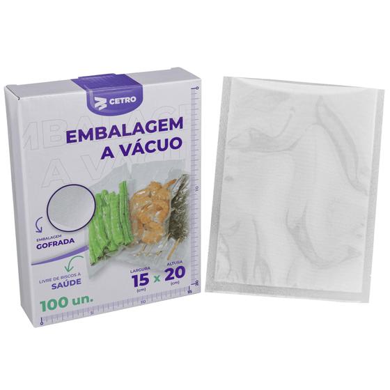 Imagem de Embalagem a Vácuo 15x20cm - 100 Unidades Gofrada Transparente em Sacos Pré-Formados