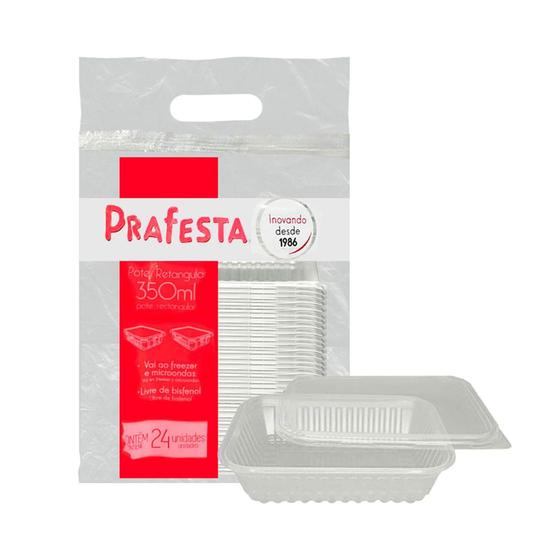 Imagem de Embalagem de plástico para microondas e freezer com tampa 350ml com 24 unidades  prafesta