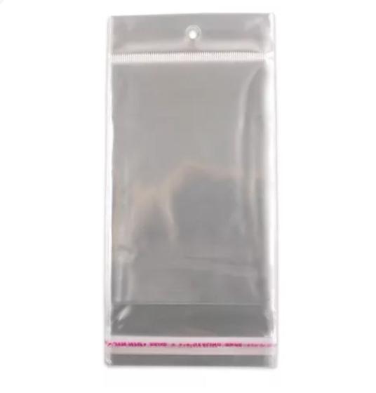 Imagem de Embalagem de plástico saco com furo (8*25+3+3cm) - 100 unidades
