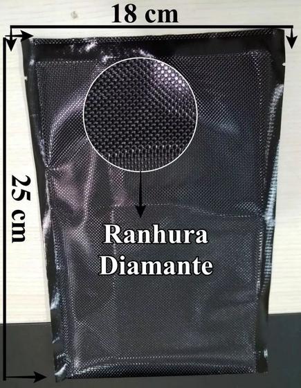 Imagem de Embalagem PA/PE Tipo Saco” C/ Ranhuras formato de Diamante - um lado Black Shield -18cmX25cm - 100 unidades