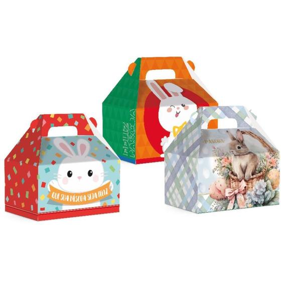 Imagem de Embalagem para Doces Páscoa Maleta M 12X8X12CM Sortida com 10 Unidades