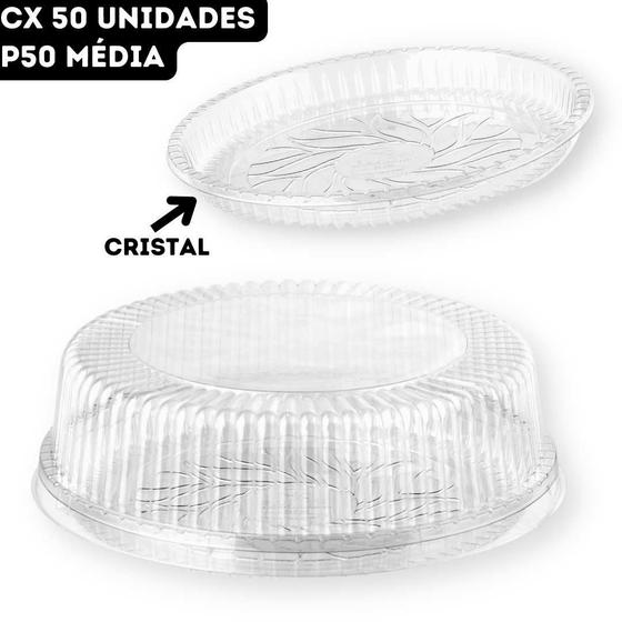 Imagem de Embalagem Plástica Bolo Torta Redonda Média P50 Base Cristal  - Unidade