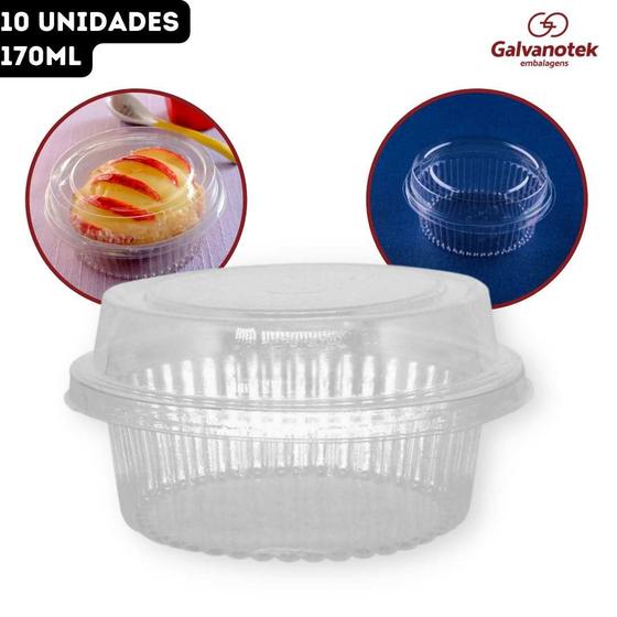 Imagem de Embalagem Plástica Doce Redondo com Tampa Separada G640 Galvanotek - 170ml - 10 Unidades