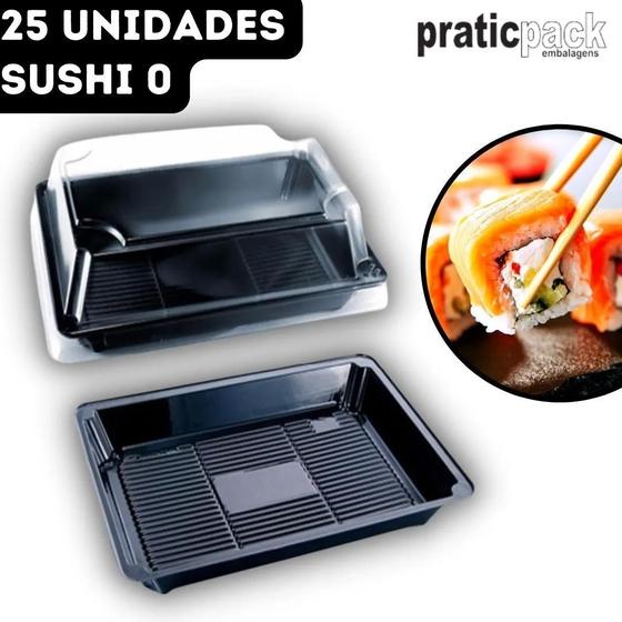 Imagem de Embalagem Plástica Retangular Combinado Lanche Sushi 0 Praticpack - 17x12x4,5cm - 25 Unidades