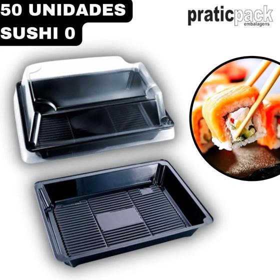 Imagem de Embalagem Plástica Retangular Combinado Lanche Sushi 0 Praticpack - 17x12x4,5cm - 50 Unidades