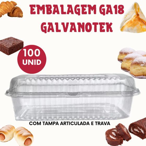 Imagem de Embalagem Retangular Galvanotek GA18 com Tampa Articulada Praticidade e Qualidade 100 Unid