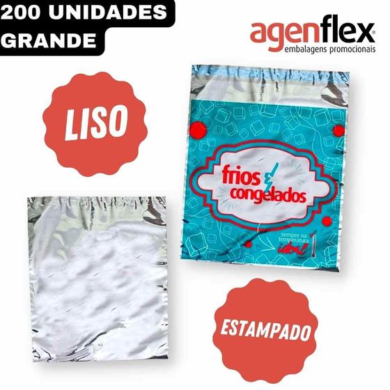 Imagem de Embalagem Saco Térmico de Segurança para Delivery Frios Congelados Grande Agenflex - 32,5x34+4cm - 200 Unidades