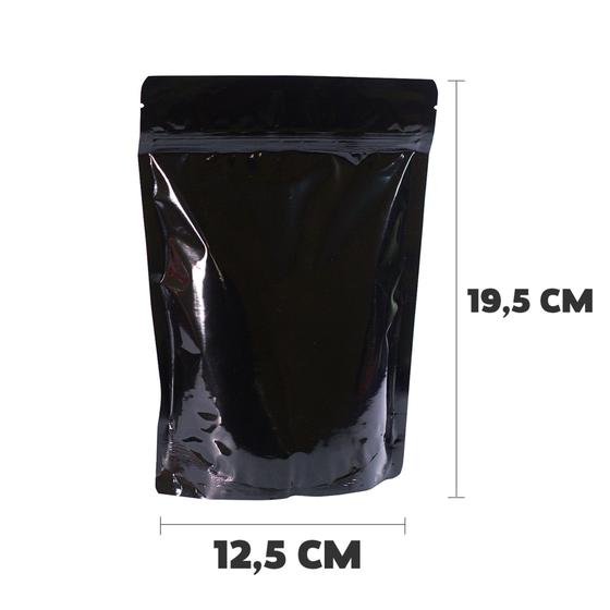 Imagem de Embalagem Saquinho Stand Up Pouch 17x23,5 Preto Brilhante Fecho Zip 10 Unidades