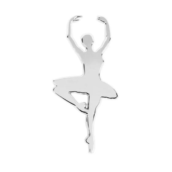 Imagem de Emblema Adesivo Alto Relevo 3D Bailarina Balé Cromado