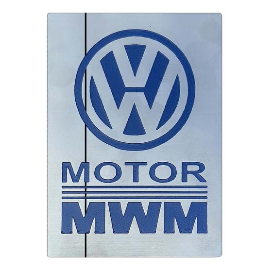 Imagem de Emblema Adesivo Motor Mwm Caminhão Volkswagen Aço Inox