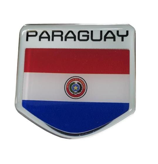 Imagem de Emblema Bandeira Paraguai Paraguay Colante Veiculo Resinada