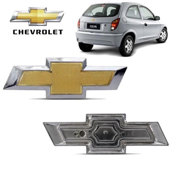 Imagem de Emblema Chevrolet Celta Dourado Borda Cromada Adesivo