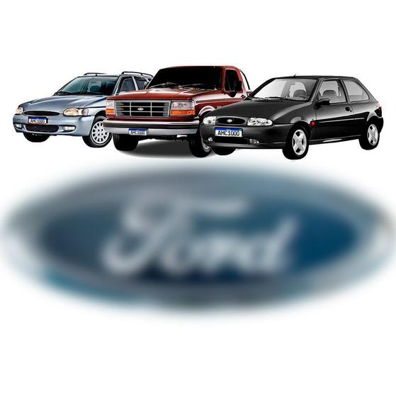 Imagem de Emblema Ford Oval Ford 1999 Encaixe Mala Cromado Azul