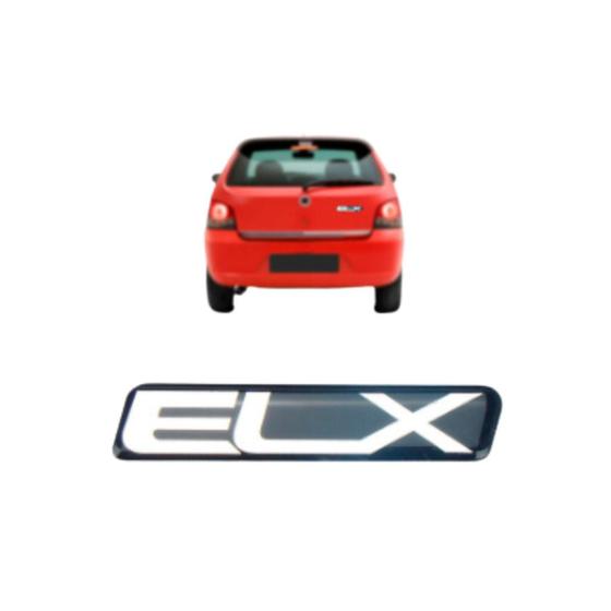 Imagem de Emblema Letreiro ELX Plaqueta Resinada Cromado Fundo Preto Carros Fiat