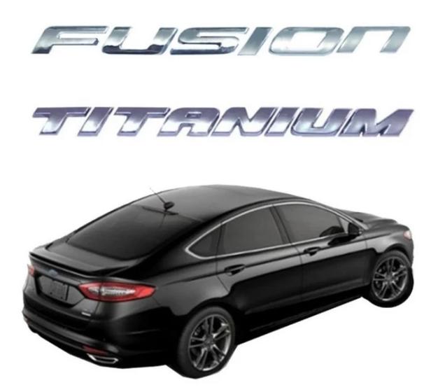 Imagem de emblema letreiro fusion Titanium ano modelo 2013 até 2018 peça cromada fita 3M