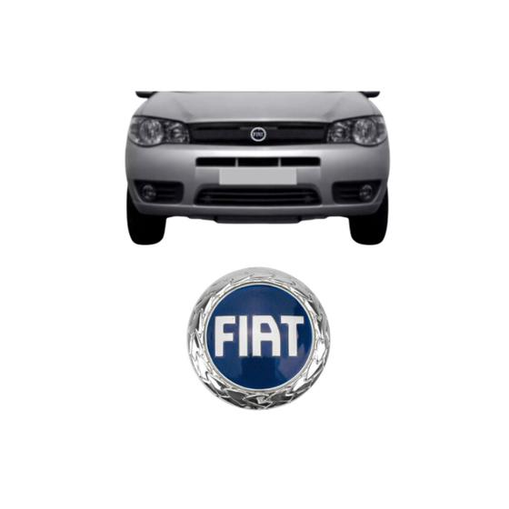 Imagem de Emblema Logo FIAT Grade Frontal Cromado com Azul Palio Uno Mille Fiorino