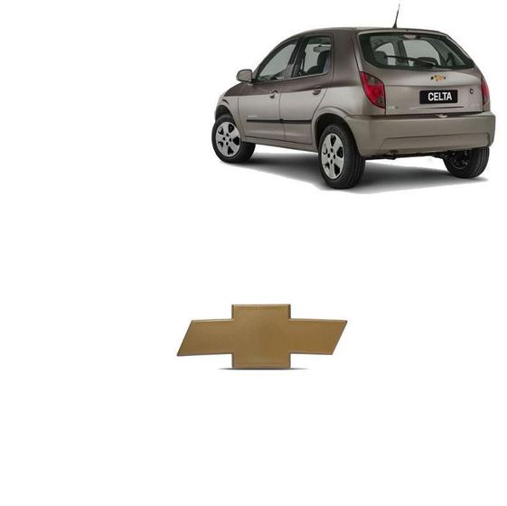 Imagem de Emblema Logotipo Traseiro Chevrolet Celta Dourado Adesivo