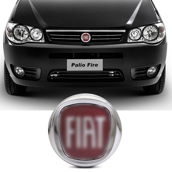 Imagem de Emblema Porta Malas Grade Dianteira Fiat e Capô Uno Fiorino 01 a 04 Palio Young Vermelho Fixação por