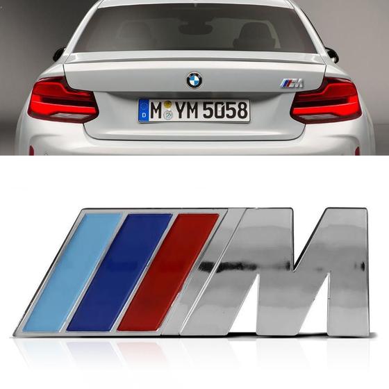 Imagem de Emblema Porta Malas M Bmw Universal Cromado ul E Vermelho