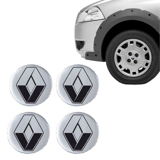 Imagem de Emblema Resinado Calota Renault Prata ou Preto Adesivo 4 Unid