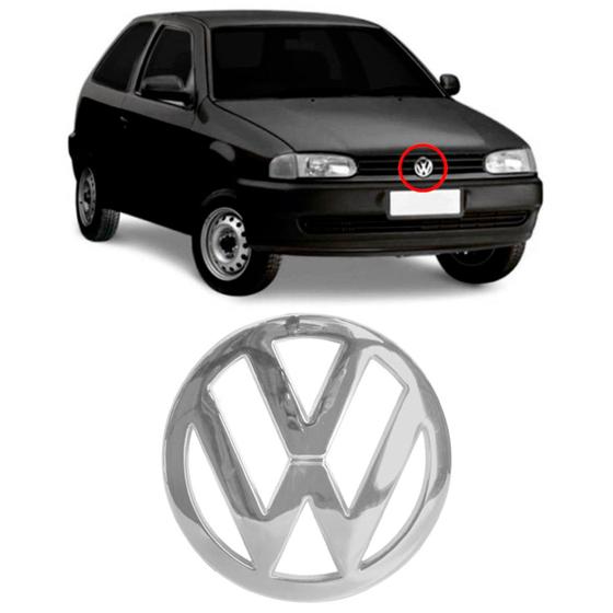 Imagem de Emblema VW da Grade do Radiador Gol Parati Saveiro G2 Bola 1995 1996 1997 1998 1999 Cromado - Marcon