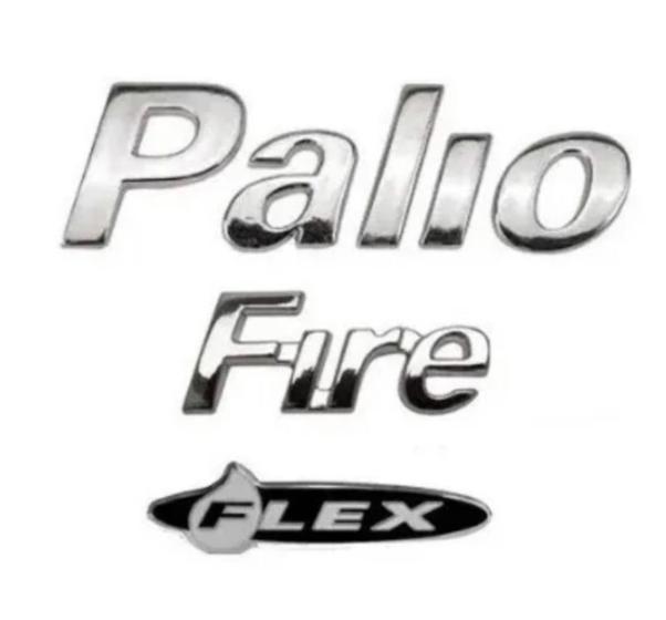 Imagem de emblemas letreiro Palio fire flex 3 peças cromado adesivo 3M