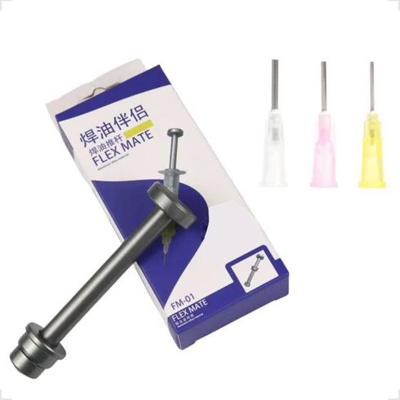 Imagem de Embolo Aplicador Metálico Para Seringas 10cc Com 3 Agulhas Flex Mate FM-01