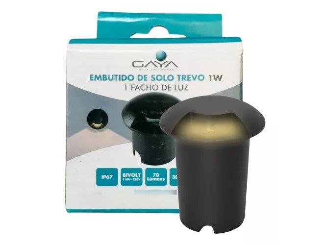 Imagem de Embutido De Solo Trevo 1W IP67 Bivolt Preto 1 Facho Luz Gaya