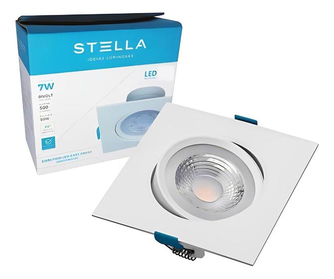 Imagem de Embutido LED Easy PAR20 7W Quadrado Direcionável Branco 3000K Quente Stella