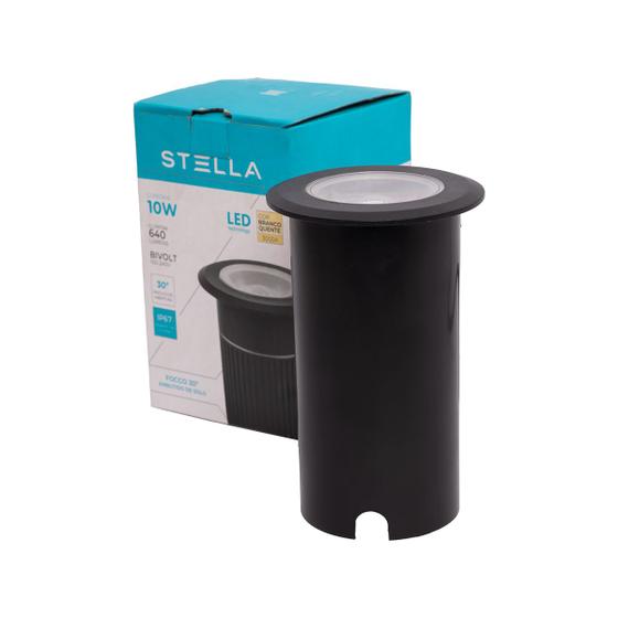 Imagem de Embutido LED Solo Focco 10W 30 Preto 3000K Quente IP67 Stella