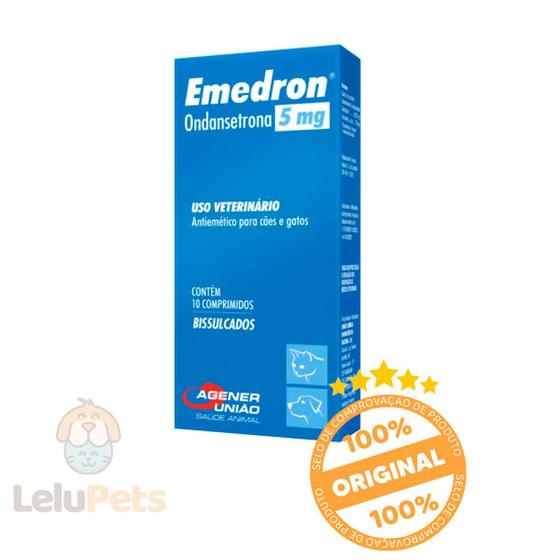 Imagem de Emedron Antiemético 5mg P/ Cães E Gatos 10 Comp Agener