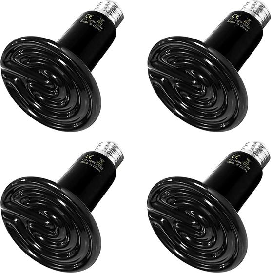 Imagem de Emissor de calor cerâmico HealSmart Reptile Heat Lamp 150W, pacote com 4