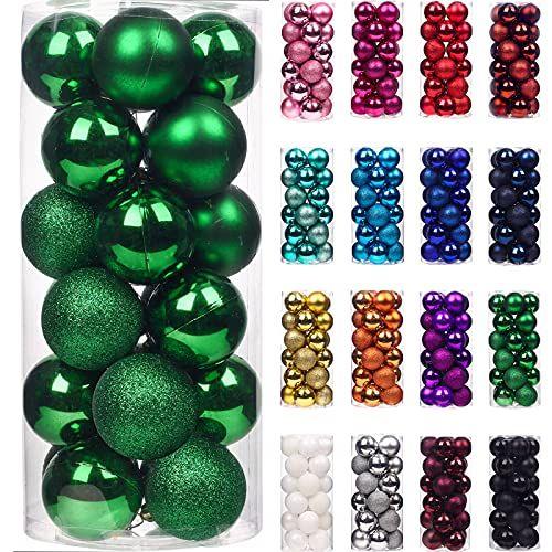 Imagem de Emopeak 24Pcs Bolas de Natal Enfeites para a árvore de Natal - Mini Shatterproof Christmas Tree Decorations Bola de Suspensão para a Decoração da Festa de Casamento de Férias (Grama Verde, 1.2 "-3.1CM)