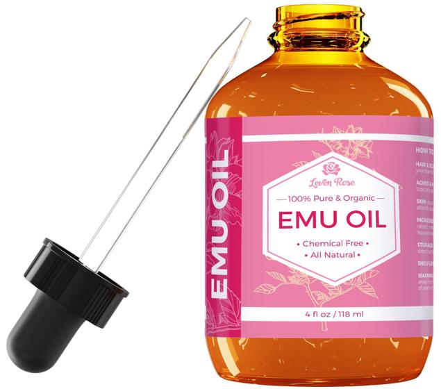 Imagem de Emu Oil by Leven Rose, 100% Puro Natural Natural Hair Strengthener Scar Minimizer Anti Aging Skin Hidratante 4 oz