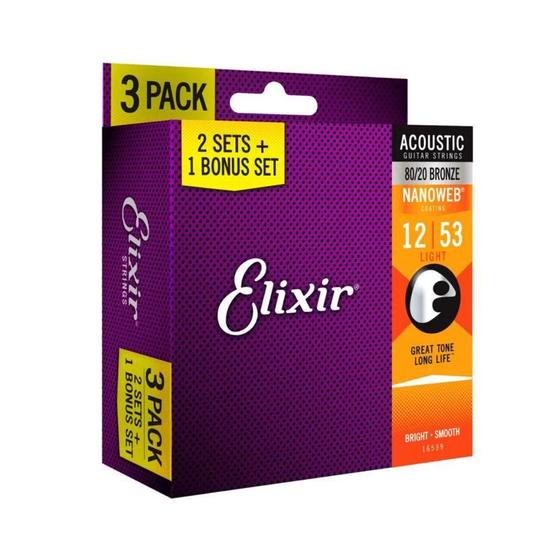 Imagem de Enc. elixir 012 light bronze 80/20 p/ violao aco nanoweb