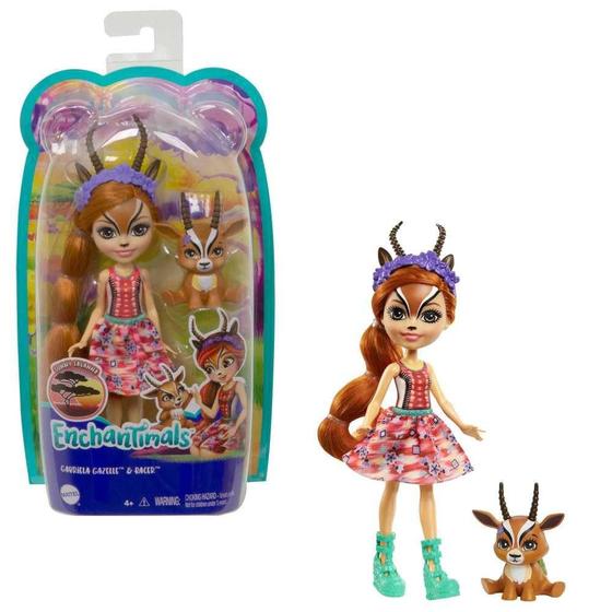 Imagem de Enchantimals Gabriela Gazelle Doll (6-in) & Racer Animal Friend Figure da Sunny Savanna Collection, Small Doll with Removable Skirt and Accessories, Great Gift for 3 to 8 Year Old Kids