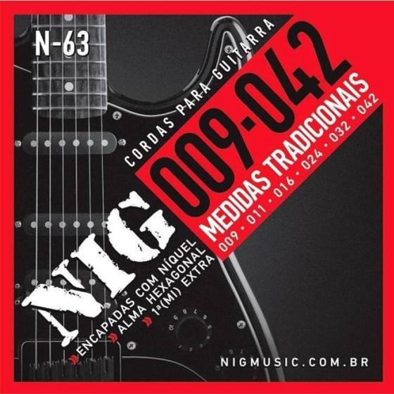 Imagem de Encordoamento 009 NIG Jogo de Cordas para Guitarra 009 N63