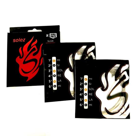 Encordoamento 009 para guitarra Tensão Leve SOLEZ PACK DUPLO Menor preço em Encordoamento 009 para guitarra Tensão Leve SOLEZ PACK DUPLO
