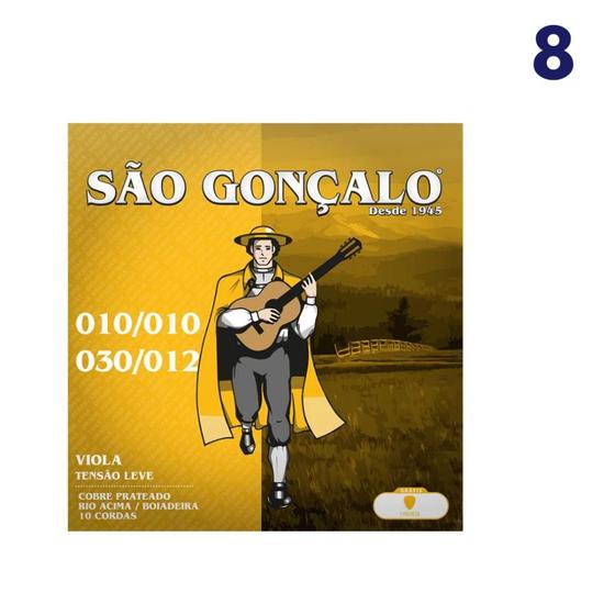 Imagem de Encordoamento 010 aço P/viola Tensão leve cobre prateado Sao Goncalo 16702