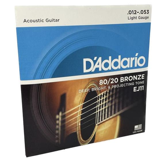 Imagem de Encordoamento 12-53 D'Addario Ej11 Violão Aço Bronze 80/20