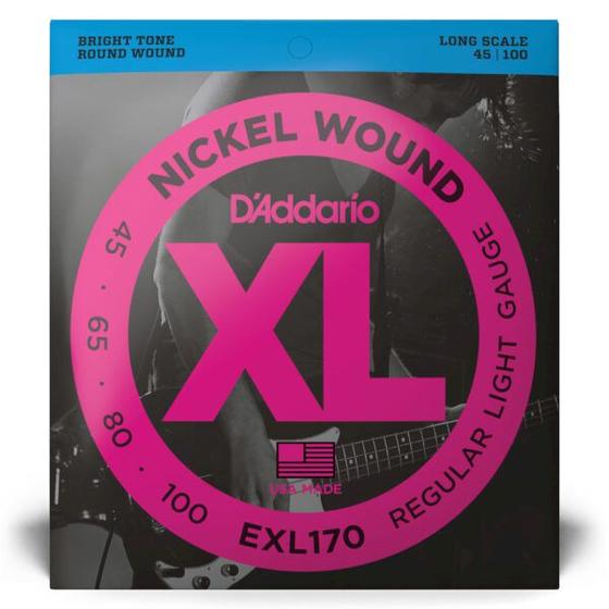 Encordoamento 4 cordas baixo d'addario exl170 longa escala Menor preço em Encordoamento 4 cordas baixo d'addario exl170 longa escala