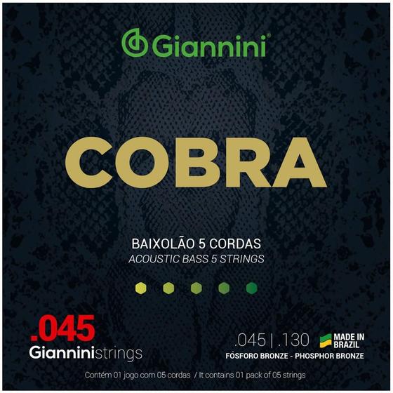 Imagem de Encordoamento Baixolão 5 Cordas Giannini Fósforo Bronze 045