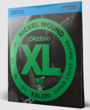 Imagem de Encordoamento D'addario Baixo 4 Cordas EXL220 Super Light Gauge