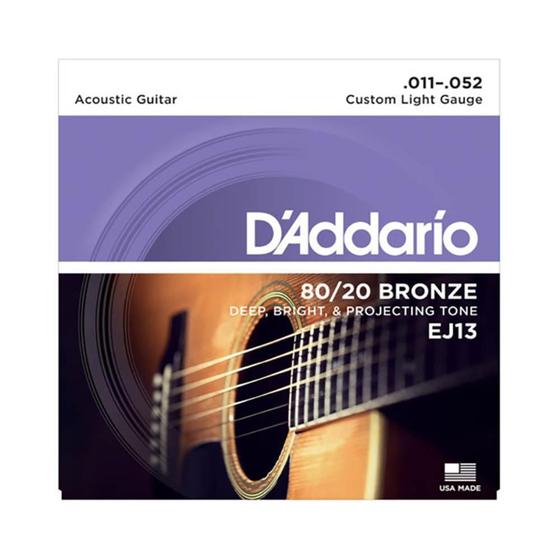 Imagem de Encordoamento D'Addario Violão Aço Bronze 80/20 Ej13-B 0.011